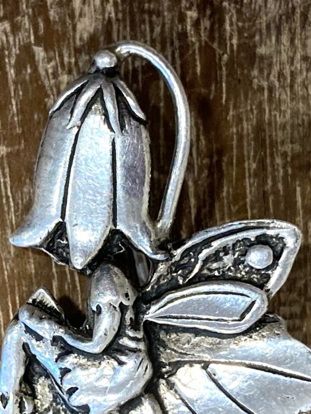 Vintage Sterling Fairy Brooch MASJ 1995 • Nature Leaf Flower Pin Cottagecore - Picture 8 of 10